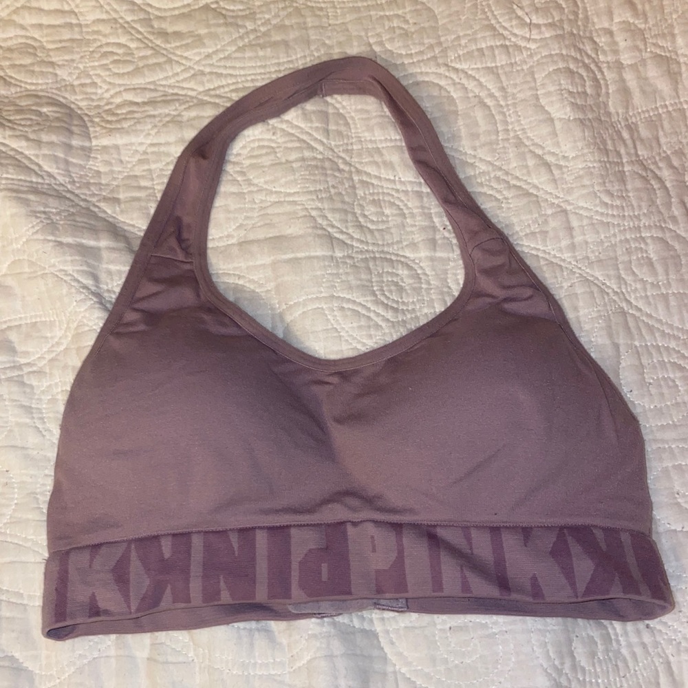 PINK HALTER SPORTS BRA